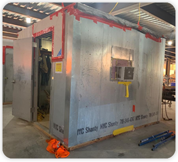 Custom knock down shanty layout options for NYC crews