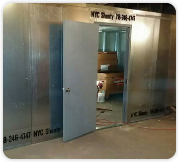 Custom knock down shanty layout options for NYC crews